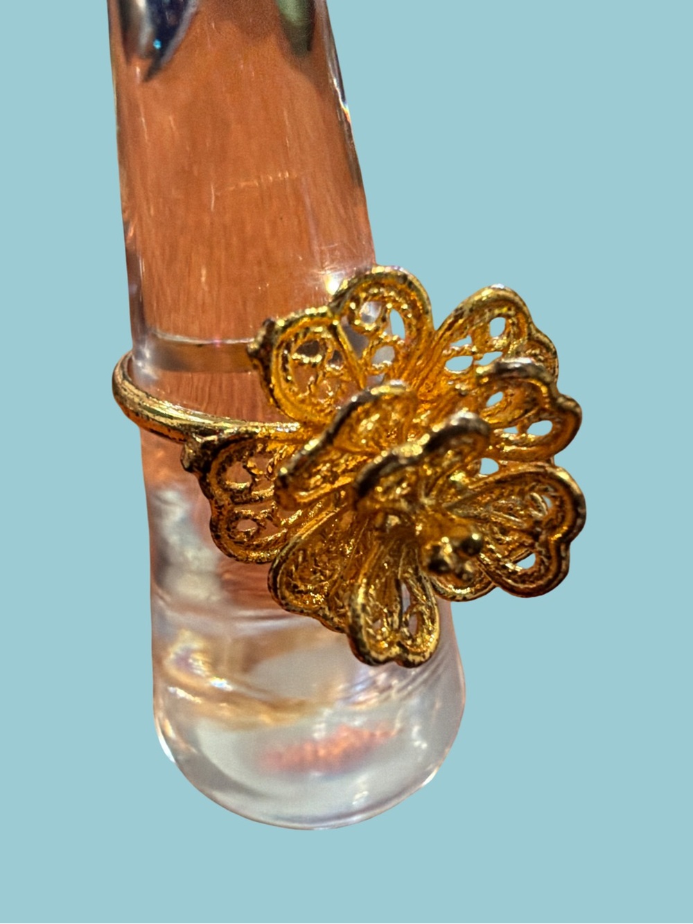 Gold Filigree Flower Ring - Women Jewelry